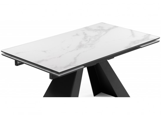 Стеклянный стол Торвальд 140(200)х80х77 белый мрамор / черный в Ростове-на-Дону
