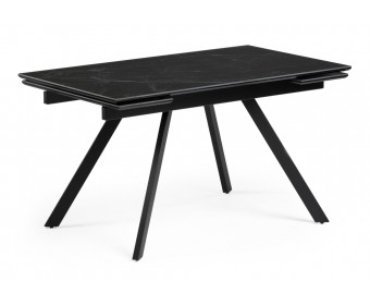 Стол Габбро 140(200)х80х76 черный мрамор / черный