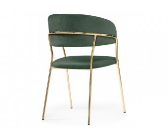 Стул на металлокаркасе Kamelia dark green / gold