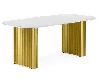 Деревянный стол Бавария B 200 х 90 белая пленка шагрень / золото