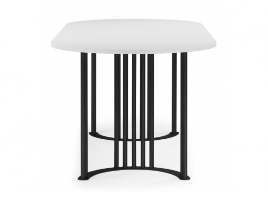 Деревянный стол Хьюго О 200 х 90 белая шагрень пленка / черные ноги в Ростове-на-Дону