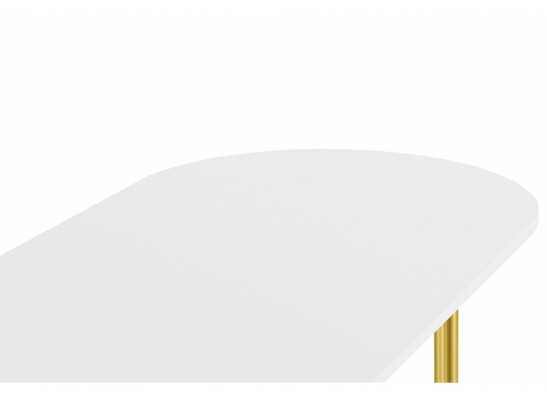 Деревянный стол Хьюго О 200 х 90 белая шагрень пленка / золотые ноги