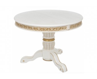 Деревянный стол Лорд молочный / золотая патина