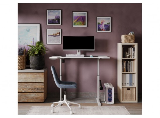 Компьютерный стол Маркос с механизмом подъема 140х80х75 белый / шагрень белая в Ростове-на-Дону