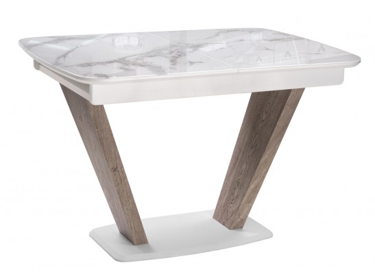 Обеденная группа Виргел светло-серый / белый / белая шагрень / дуб в Ростове-на-Дону