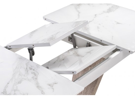 Обеденная группа Виргел светло-серый / белый / белая шагрень / дуб в Ростове-на-Дону