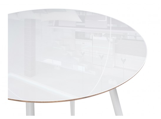 Стеклянный стол Абилин 90х76 ультра белое стекло / дуб вотан / белый матовый в Ростове-на-Дону