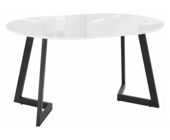 Стеклянный стол Алингсос 100(140)х100х76 белый / белая шагрень