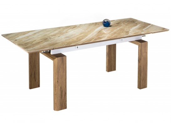 Стеклянный стол Давос 140(200)х80х78 бежевый мрамор в Ростове-на-Дону