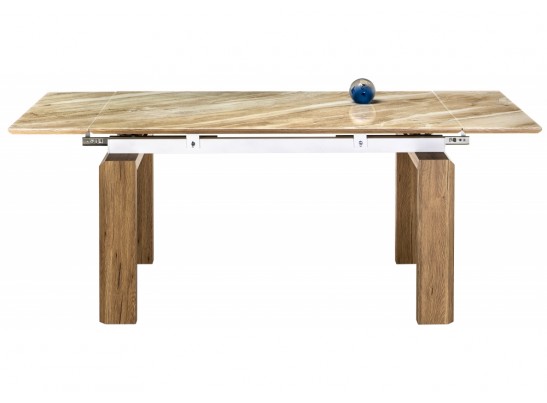 Стеклянный стол Давос 140(200)х80х78 бежевый мрамор в Ростове-на-Дону