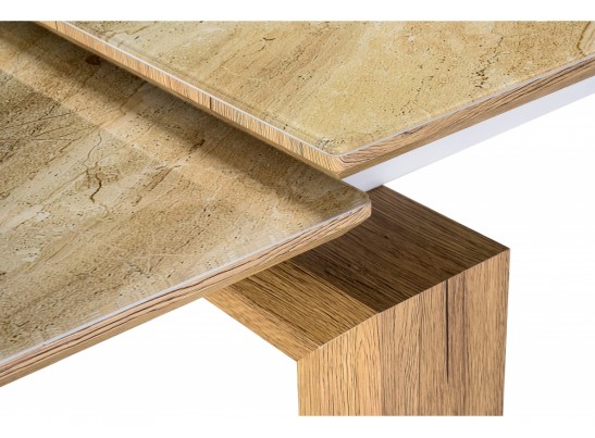 Стеклянный стол Давос 140(200)х80х78 бежевый мрамор в Ростове-на-Дону