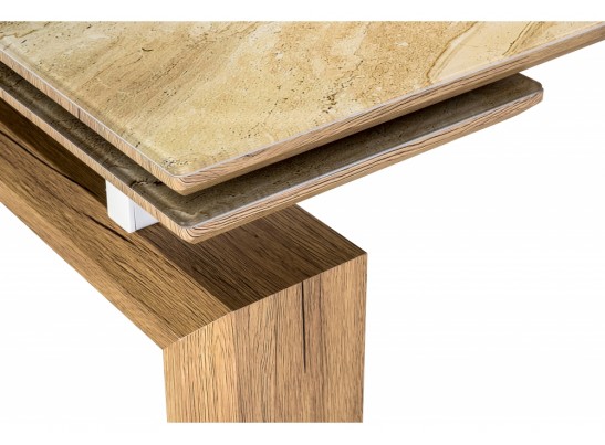 Стеклянный стол Давос 140(200)х80х78 бежевый мрамор в Ростове-на-Дону