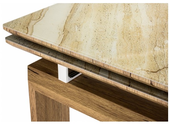 Стеклянный стол Давос 140(200)х80х78 бежевый мрамор в Ростове-на-Дону