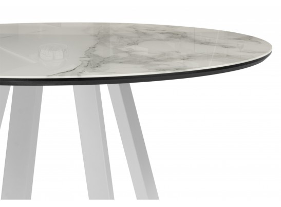 Стеклянный стол Норфолк d100 белый мрамор / черный в Ростове-на-Дону
