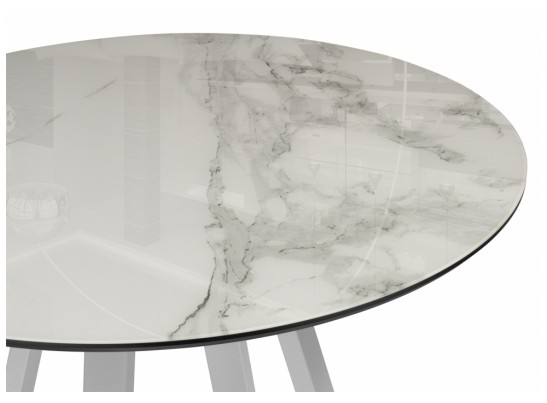 Стеклянный стол Норфолк d100 белый мрамор / черный в Ростове-на-Дону