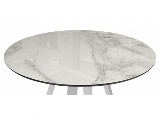 Стеклянный стол Норфолк d100 белый мрамор / черный в Ростове-на-Дону