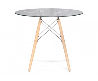 Стеклянный стол PT-151 90х76 clear glass / wood