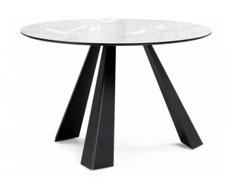 Стеклянный стол Вернер 115х75 белый мрамор / черный