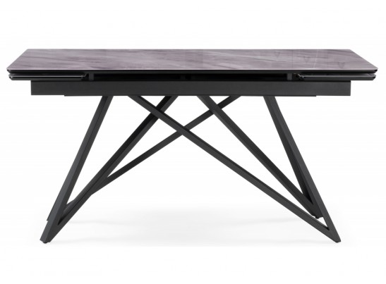 Стеклянный стол Вилсон 140(200)х80 серый мрамор / черный в Ростове-на-Дону