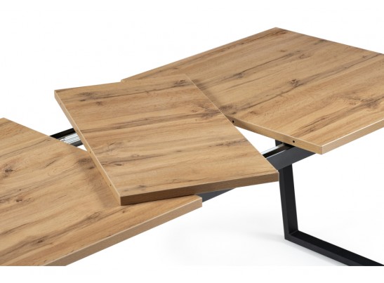 Стол раскладной Лота Лофт 140(180)х80х74 25 мм дуб вотан / матовый черный в Ростове-на-Дону