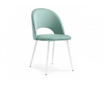 Стул на металлокаркасе Ирре confetti aquamarine / белый глянец