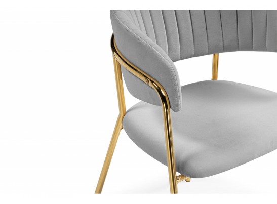 Стул на металлокаркасе Kamelia велюр светло-серый / золотой в Ростове-на-Дону