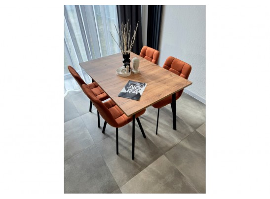 Деревянный стол Кортни 117 (157) x 77 дуб крафт золотой / черный матовый в Ростове-на-Дону