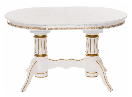 Деревянный стол Герцог 130(170)х90х79 молочный с золотой патиной в Ростове-на-Дону