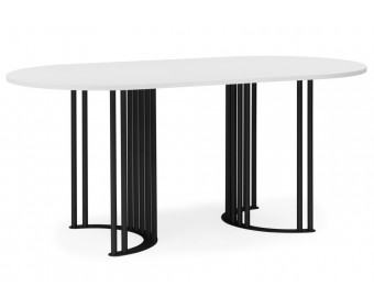 Деревянный стол Хьюго О 160 х 90 белая шагрень пленка / черный