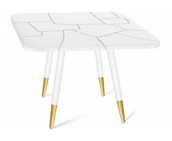Деревянный стол SHT-TU14/TT30 белый муар / золото / белый