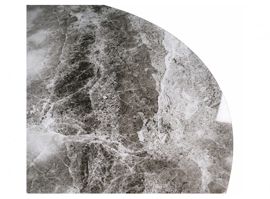 Стеклянный стол Алингсос 100(140)х100х76 мрамор серый / черная шагрень в Ростове-на-Дону