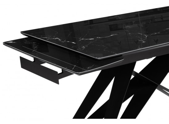 Стеклянный стол Блэкберн 140(200)х80х75 черный мрамор / черный в Ростове-на-Дону