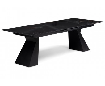 Стеклянный стол Денхольм 240(290)х100х75 обсидиан / черный