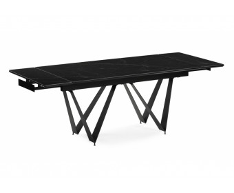 Стеклянный стол Марвин 160(220)х90х76 черный мрамор / черный