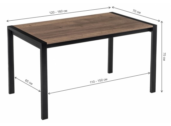 Стол Центавр дуб велингтон / черный матовый в Ростове-на-Дону