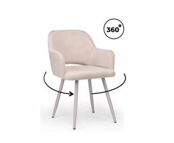 Стул на металлокаркасе Эолин 360 латте (glory 10) / серый