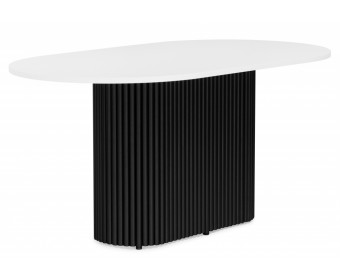 Деревянный стол Барон О 160 х 90 белая пленка шагрень / черный