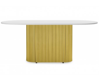 Деревянный стол Барон О 200 х 90 белая пленка шагрень / золотые ноги