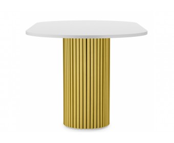 Деревянный стол Барон О 200 х 90 белая пленка шагрень / золотые ноги