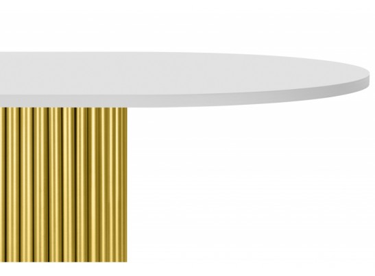 Деревянный стол Барон О 200 х 90 белая пленка шагрень / золотые ноги