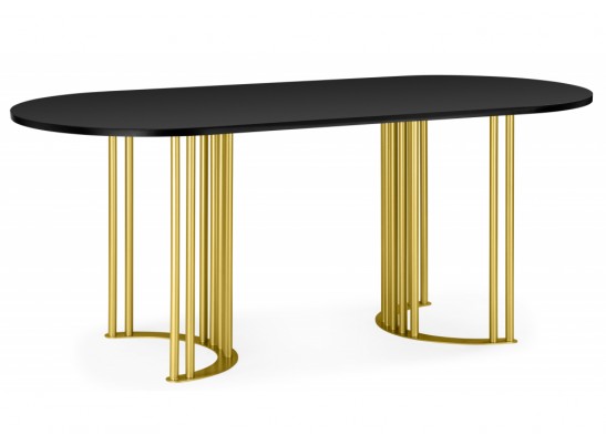 Деревянный стол Хьюго О 180 х 90 черная шагрень пленка / золотые ноги в Ростове-на-Дону