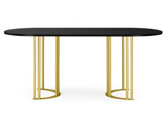 Деревянный стол Хьюго О 180 х 90 черная шагрень пленка / золотые ноги в Ростове-на-Дону