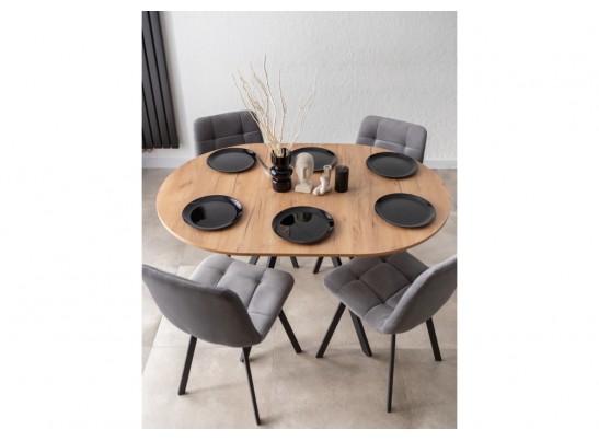 Деревянный стол Курт 90 / 130 дуб крафт золотой / черный матовый в Ростове-на-Дону