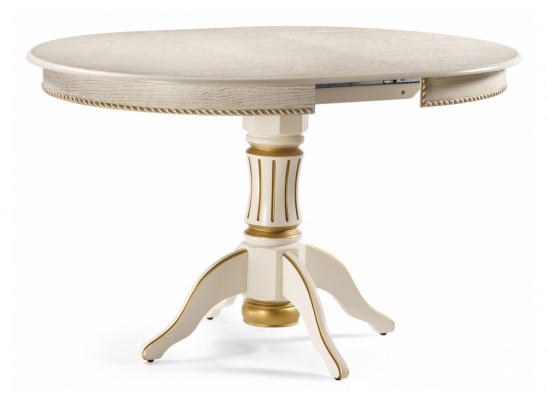 Деревянный стол Павия 100(130)х100х79 слоновая кость с золотой патиной в Ростове-на-Дону