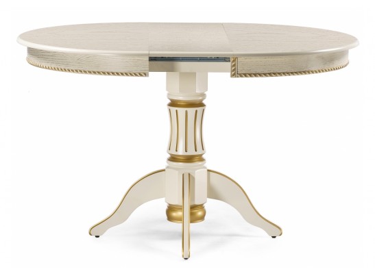 Деревянный стол Павия 100(130)х100х79 слоновая кость с золотой патиной в Ростове-на-Дону