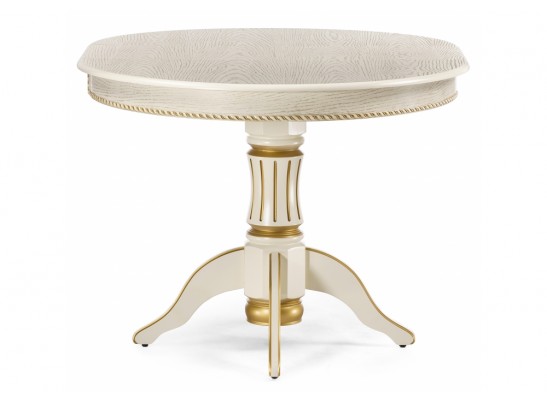 Деревянный стол Павия 100(130)х100х79 слоновая кость с золотой патиной в Ростове-на-Дону