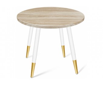Деревянный стол SHT-TU14/80 белый муар / золото / дуб сонома светлый