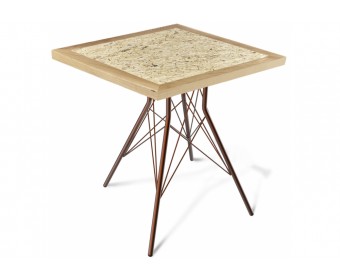 Деревянный стол SHT-TU2-1/70/70 медный / прозрачный лак дуб / OSB