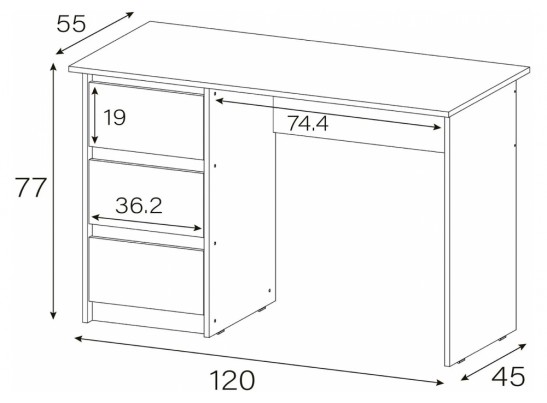 Письменный стол Идена СТП06-1200 ЛДСП белое / ЛДСП белое в Ростове-на-Дону