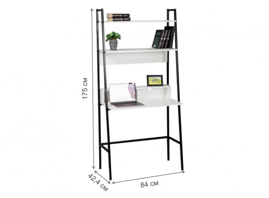 Письменный стол Минден с надстройкой 84х42,4х175 белое тиснение / черный в Ростове-на-Дону